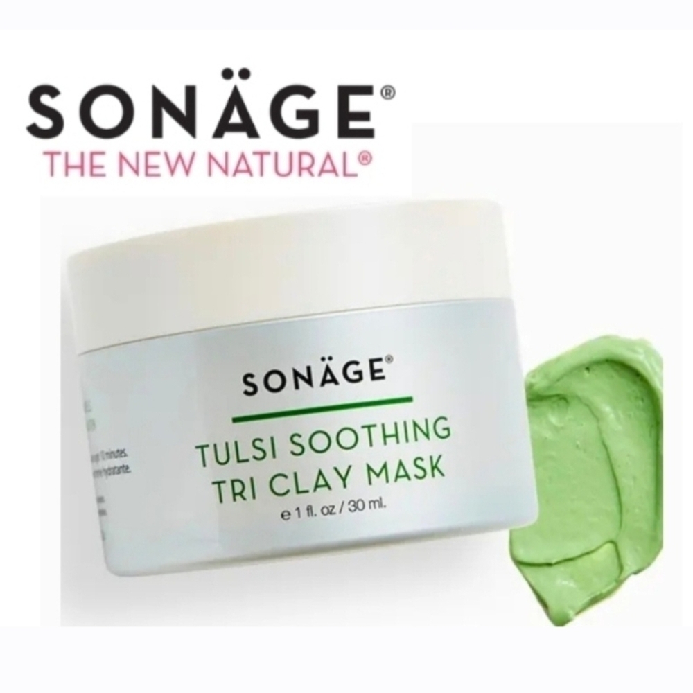 Sonage Tulsi Soothing Tri Clay Mask - Green  NIB 1 fl oz